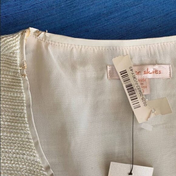 NWT silver and gold Textured shiny reflecting stripes cream ivory color jacket - Picture 2 of 8